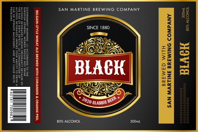 Black Alcohol Beer Label Template | PosterMyWall