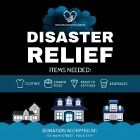 Black and Blue Disaster Relief Square Video template
