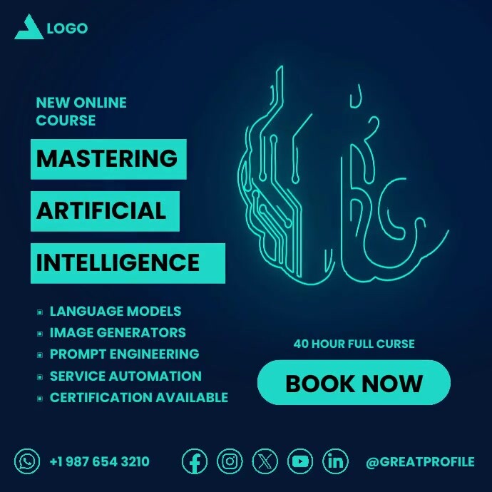 Black and Blue Mastering Artificial Intellige Instagram Post template