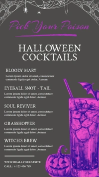 black and Blue Modern & Minimal Halloween Cocktails Menu Instagram Story template