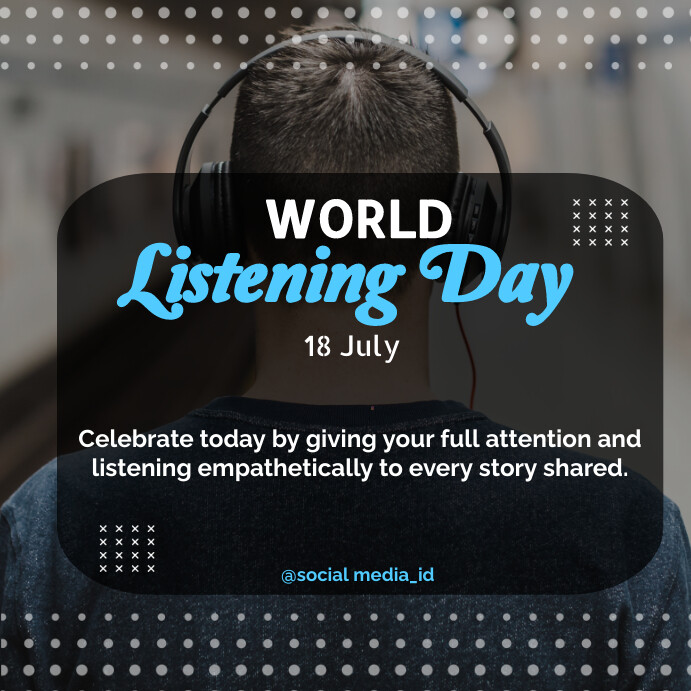 Black and Blue Modern World Listening Day Fac Template | PosterMyWall