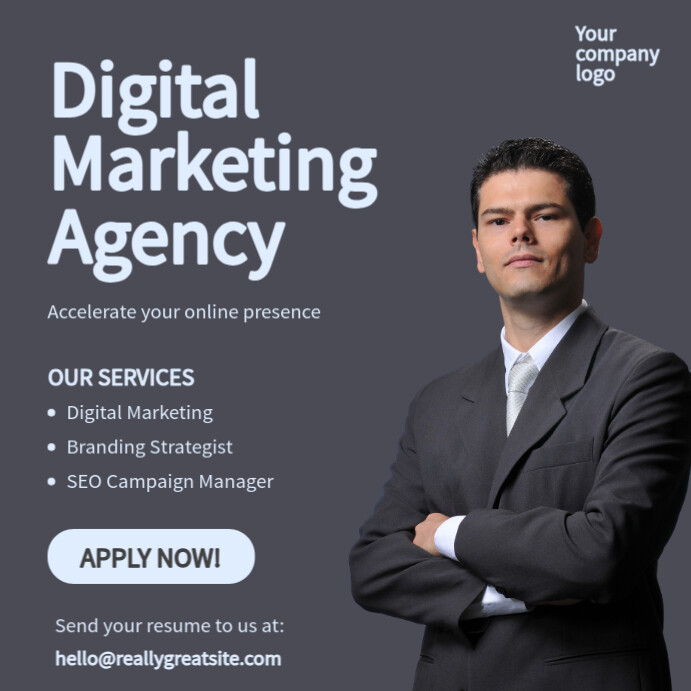 Black And Blue Professional Digital Marketing Agency Instagram Post template