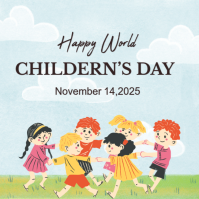 Black and Bright Colors Simple World Children's Day Instagram Post 2025 Iphosti le-Instagram template
