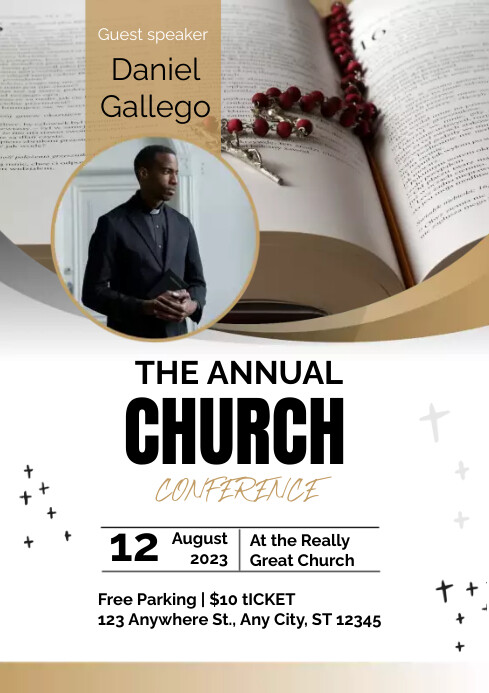 Black and Brown Church Conference Flyer A4 template