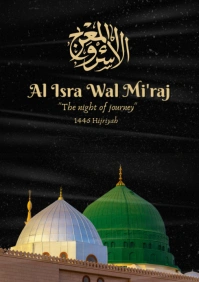 Black and Cream Minimalist Isra Miraj Poster A2 template