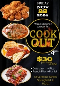Black and Gold 3D Maximalist Cook Out Flyer A4 template