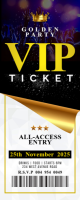 Black and gold 3d VIP all access event concert entry ticket printable online editable template Rollbanner 2 stopy × 5 stóp
