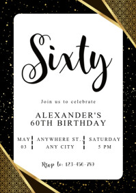 black and gold birthday invitation Template | PosterMyWall
