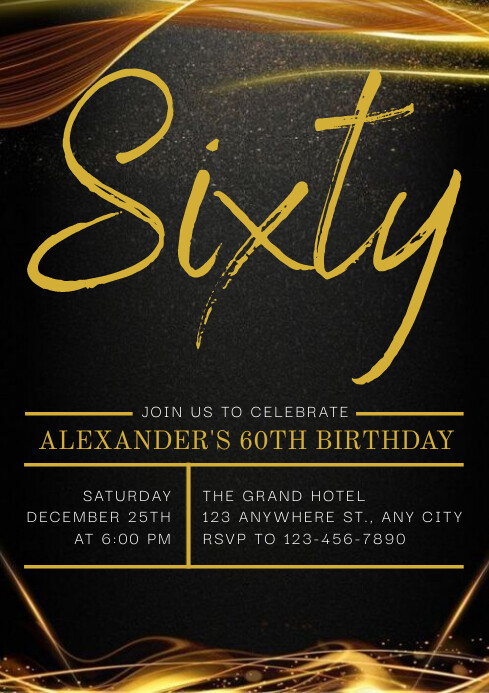 Black and Gold - Birthday Invitation Template | PosterMyWall