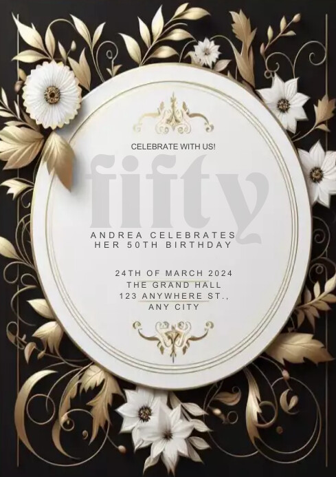 Black and Gold - Birthday Invitation Template | PosterMyWall