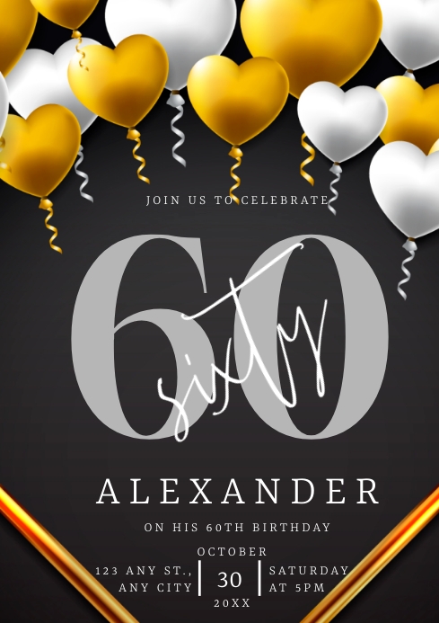 Black and gold birthday invitation template | PosterMyWall
