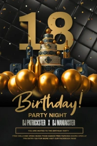 Black and Gold birthday party Poster template