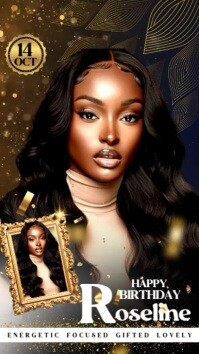 Black and gold Birthday wishes and greeting card video template Instagram 快拍