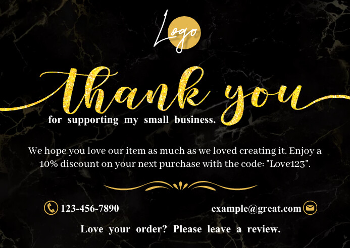 Black and Gold Business Thank You Postcard template