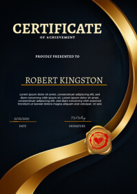 Black and gold Certificate Of Achievement A4 template