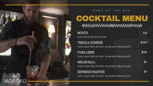 Black and Gold Cocktail Menu Digital Display template