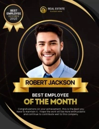 Black and Gold Elegant Best Employee Instagra Volante (Carta US) template