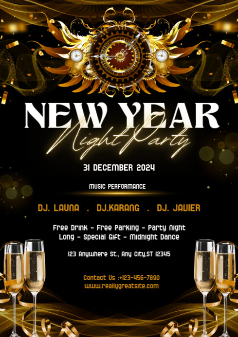Copy of Black and Gold Elegant New Year Night Party Poster | PosterMyWall