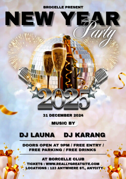 BLACK and Gold Elegant New Year Party Invitation Poster Template ...