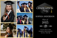 Black and Gold Graduation Announcement Collage 标签 template