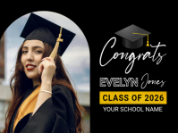 Black and Gold Graduation Announcement Yard Sign template