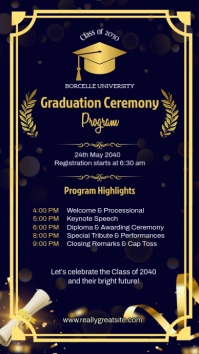 Black and Gold Graduation Ceremony Program Instagram Story template
