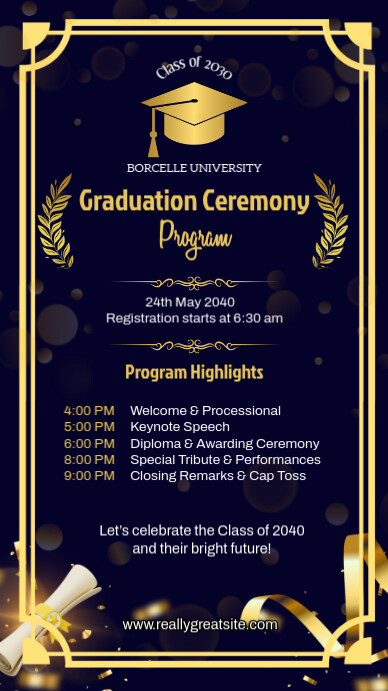 Gold Graduation Program Copy of Black and Gold Graduation Ceremony Program Instagram Story ...