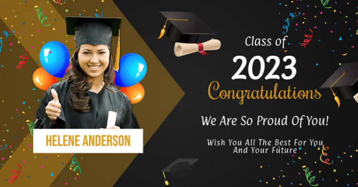 Graduation Facebook Post Plantilla de Black and Gold Graduation Facebook Post | PosterMyWall