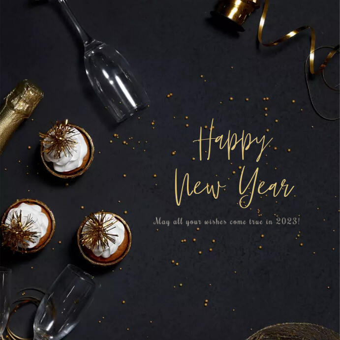 Black and Gold Happy New year Template | PosterMyWall