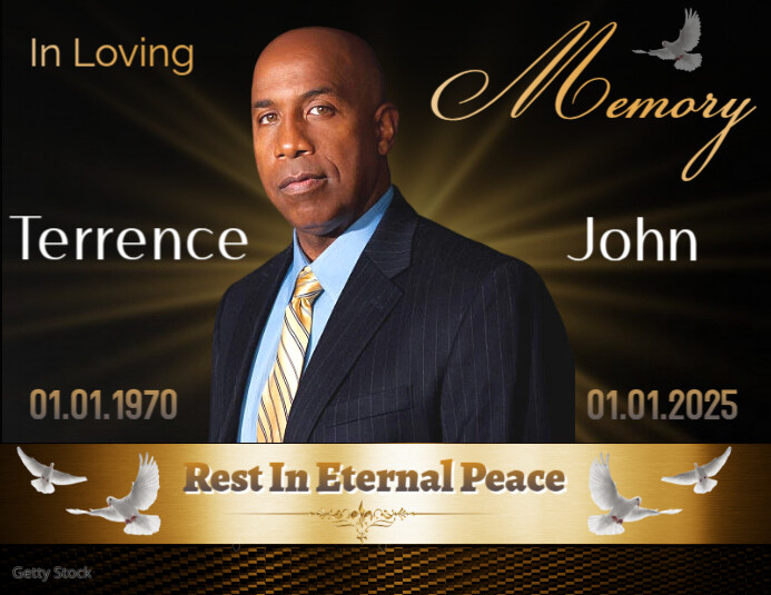 Black And Gold In Loving Memory Flyer Flyer (us Letter) Template ...