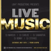 Black and Gold Live Music Square Video Vierkant (1:1) template