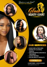 Black and Gold Maximalist Beauty Salon Creative Design A5 template