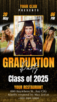 Black and Gold Maximalist Graduation Party Invitation Instagram Story Instagram-verhaal template