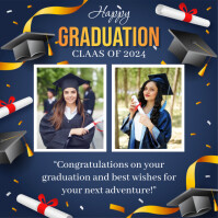 Black and Gold Maximalist Happy Graduation In Instagram-bericht template