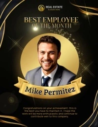 Black and Gold Modern Best Employee Instagram Volante (Carta US) template