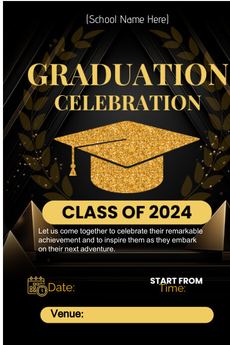 Gold Graduation Program Congratulations Gold Graduation Invitation Printable Template Gold