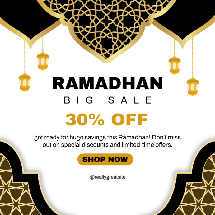BLACK and Gold Modern Ramadhan Sale Instagram Post template