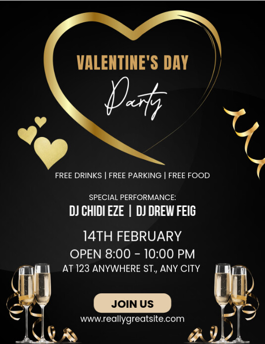 Black and Gold Modern Valentine's Day Party Poster Template PosterMyWall Black and Gold Modern Valentine's Day Party Poster Template PosterMyWall