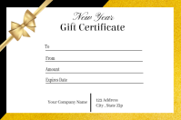 Black and Gold New Year Gift Certificate Template Label
