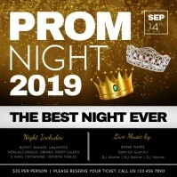 Black and Gold Prom Night Invitation Square V Cuadrado (1:1) template