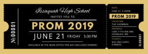 Black and Gold Prom Night Ticket Facebook Cover Photo template