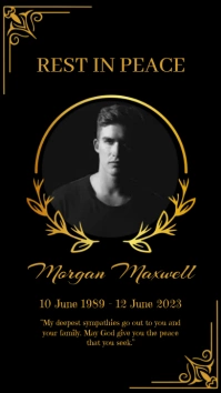 Black and Gold Rest in Peace Instagram Story template