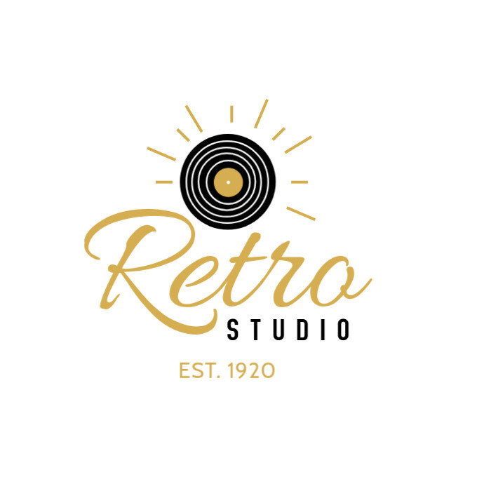 Black and Gold Retro Studio Logo Template | PosterMyWall