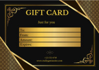 Zwart Black and Gold Simple Gift Card Postcard Template
