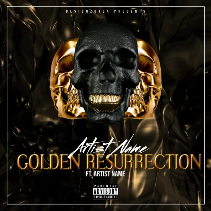 Black and Gold Skulls Mixtape Album Cover Art template