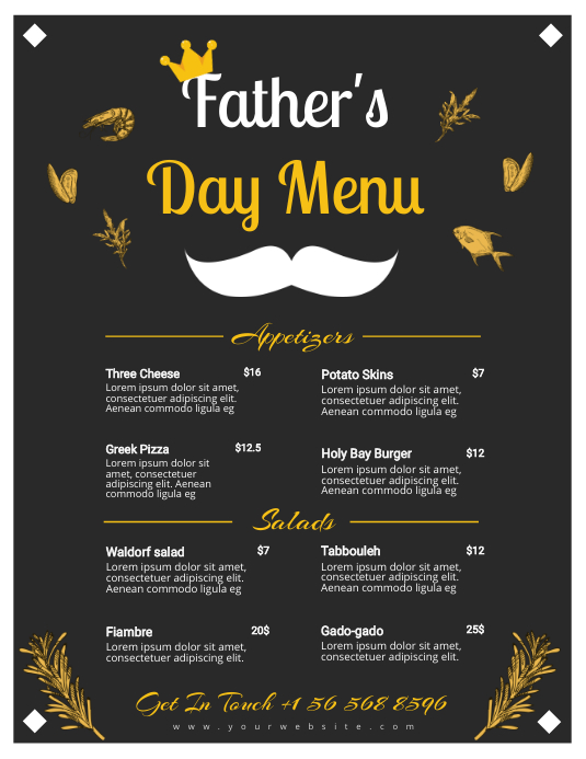 Black and Golden Father's Day Menu Template PosterMyWall Black and Golden Father's Day Menu Template PosterMyWall