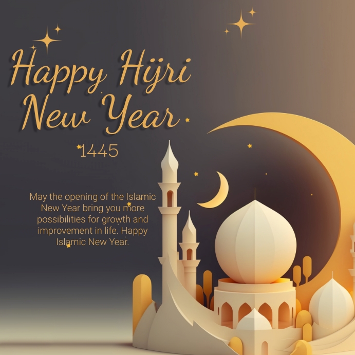 Black and Golden Happy Islamic New Year Post Template | PosterMyWall