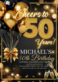 Black and golden theme birthday A4 template