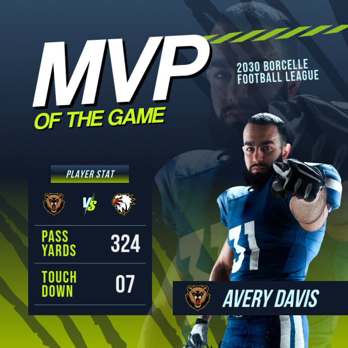 Black And Green Gradient Modern Sporty Style Football MVP Instagram Post template