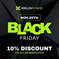 black and green Neon Black Friday Fitness advertisement | black friday deals instagram post banner Wpis na Instagrama template